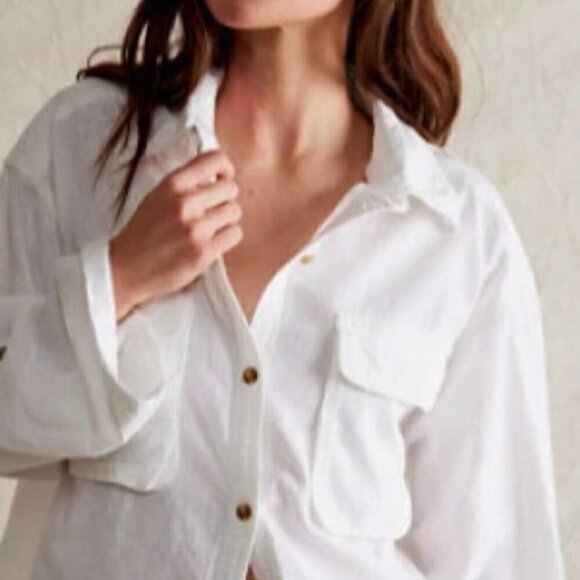 Free People We The Free Made For Sun Linen Shirt Women Size M Almost White - Picture 2 of 15